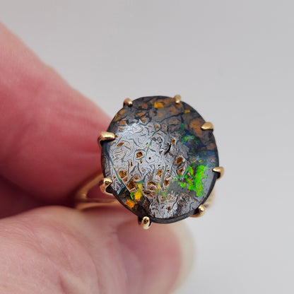 Brilla | Koroit Australian Boulder Opal Ring | Estate | 14kt Yellow Gold