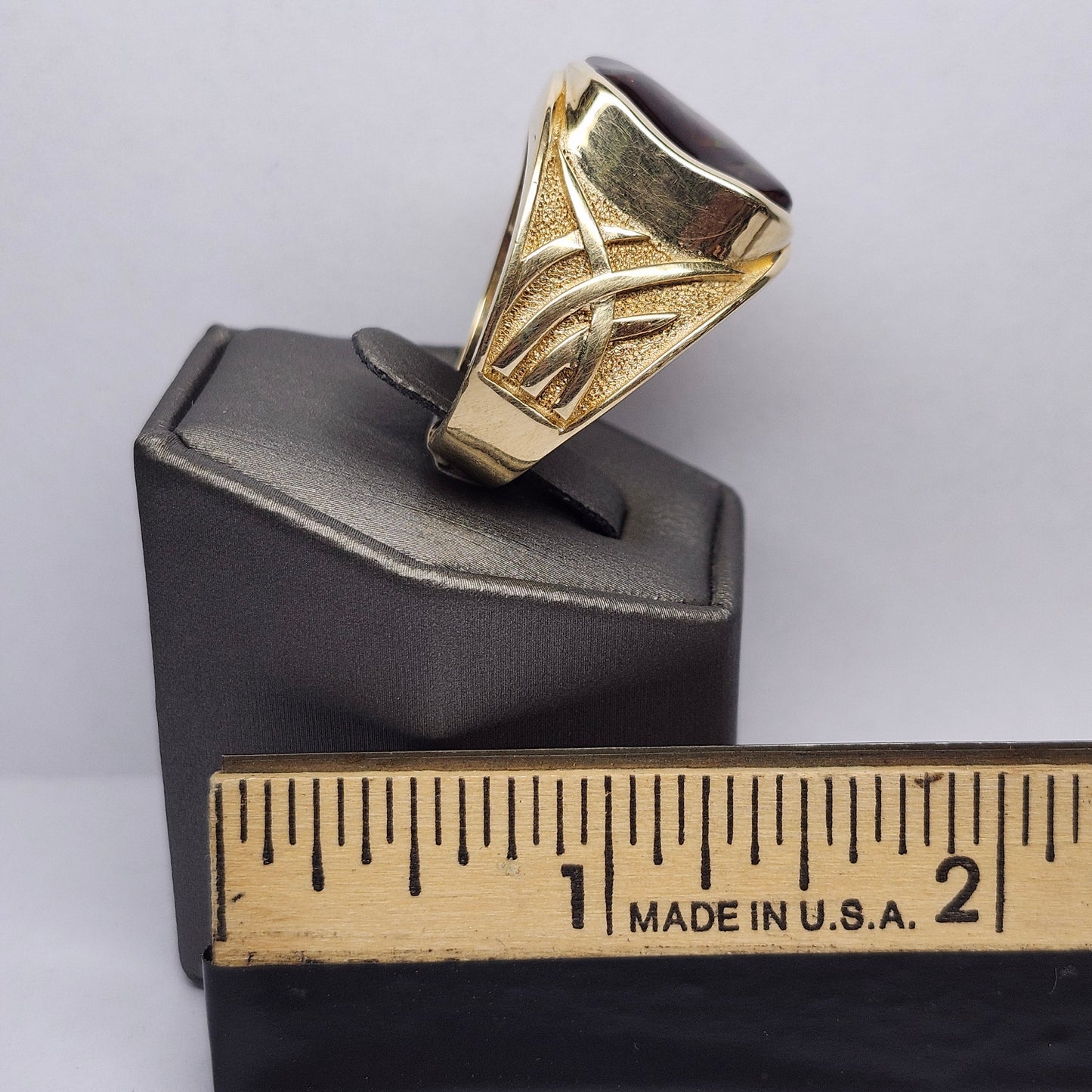 Igneas | Men's 21.49 Gram Custom Fire Agate Ring | 14kt Yellow Gold