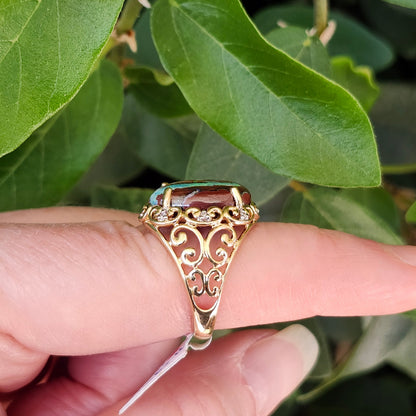 Arabella | Koroit Boulder Opal and Diamond Ring | Estate | 10kt Yellow Gold
