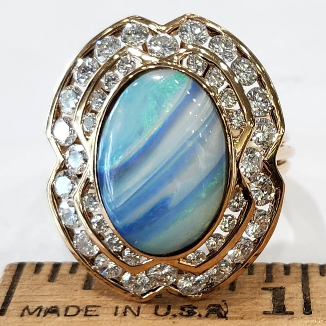 Lady Eva | Quilpie Boulder Opal & Diamond Ring | 14kt Gold