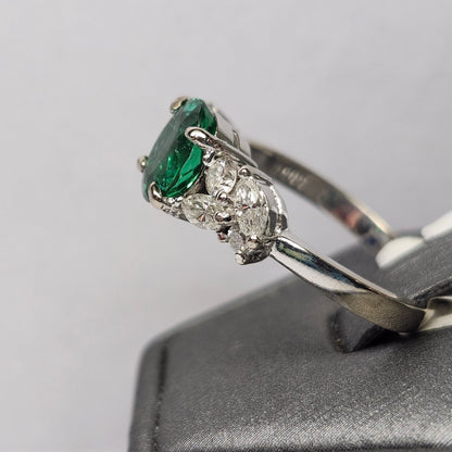 Angelica | 1.29ct Green Paraiba Tourmaline & Diamond Ring | 18kt White Gold