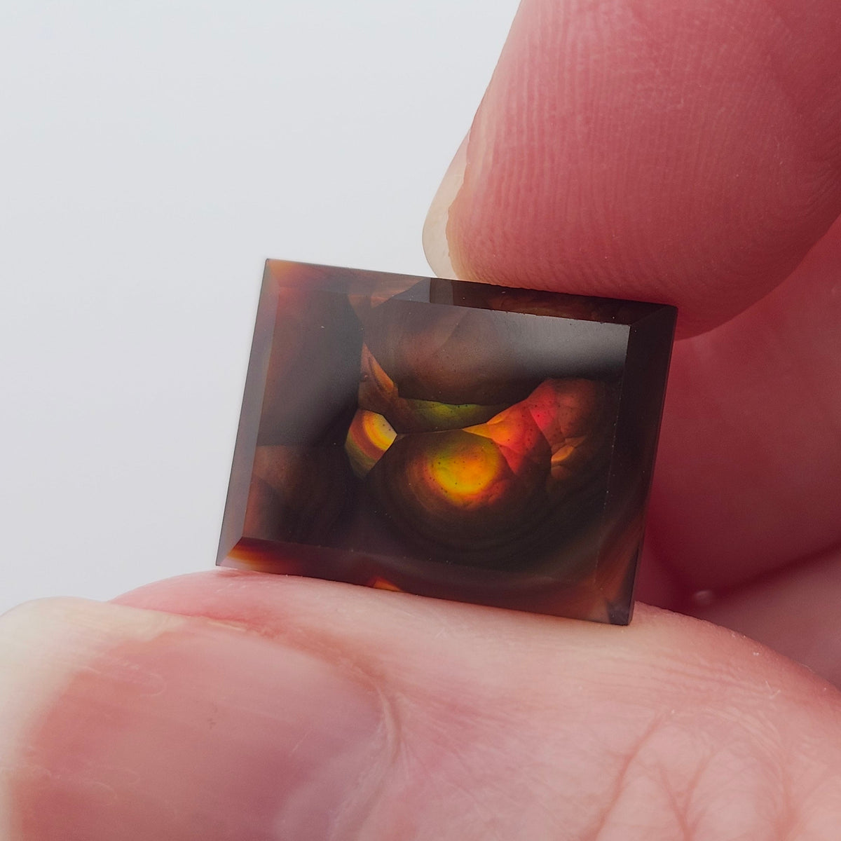 7.02ct Loose Faceted Fire Agate | Rectangular Emerald Cut