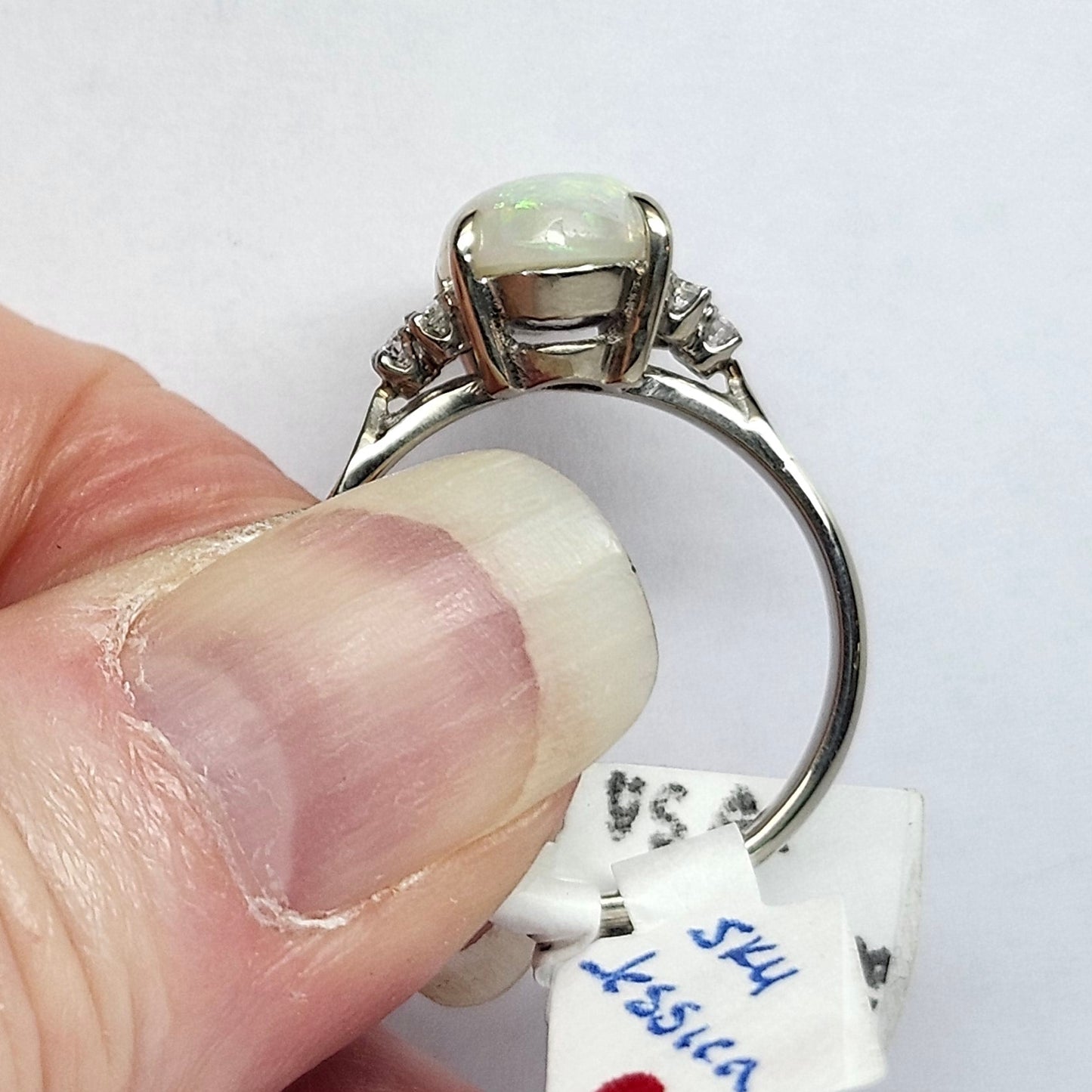 Jessica | Brazilian Crystal Opal & Diamond Ring | 14kt White Gold