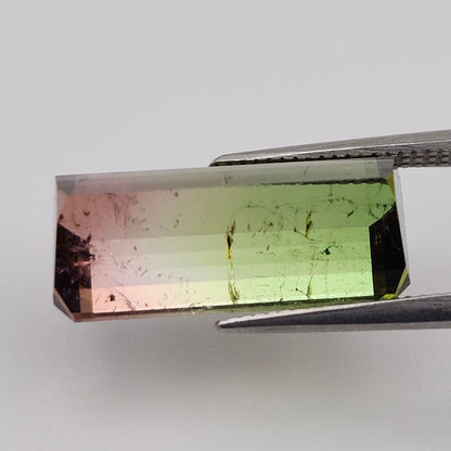 6.53ct Tri-Color Brazilian Tourmaline | Faceted Emerald Cut