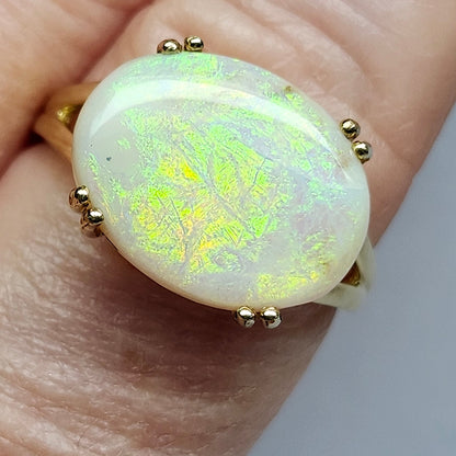 Gwen | Ladies' Split Prong Oval Opal Ring | 10kt Gold