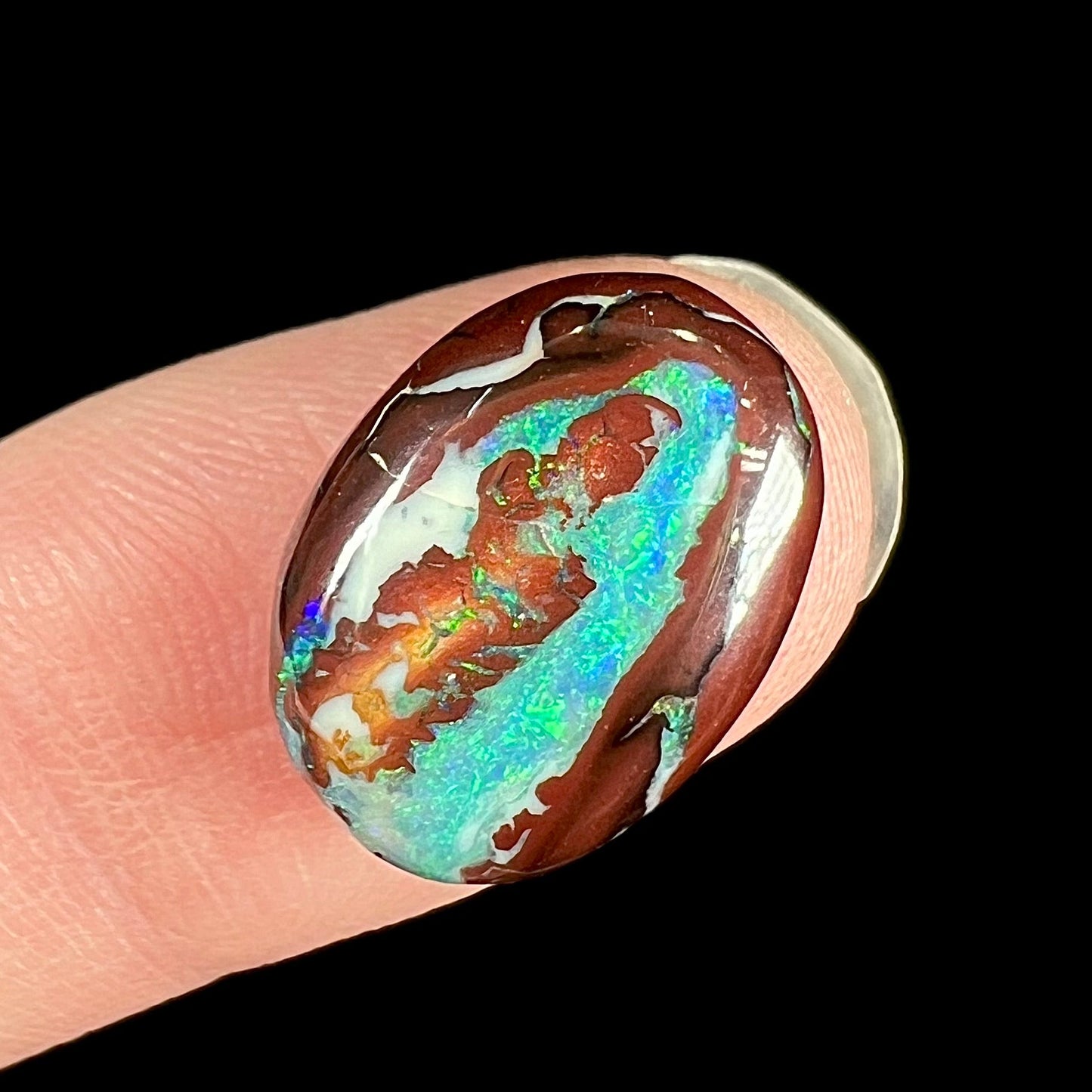 Arabella | Koroit Boulder Opal and Diamond Ring | Estate | 10kt Yellow Gold