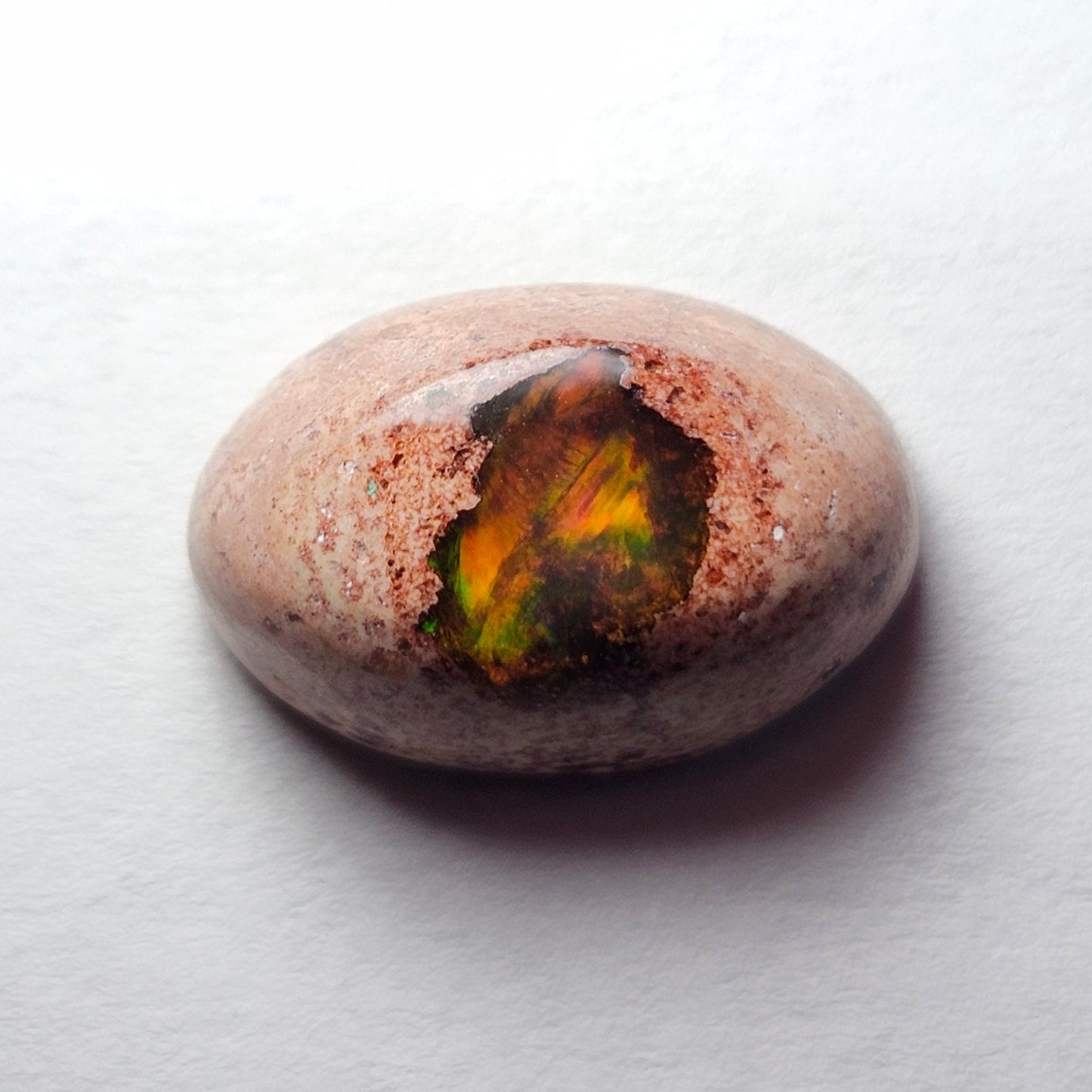 7.36ct Mexican Matrix Fire Opal | Oval Cabochon