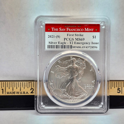 2021-S Silver $1 Eagle PCGS MS69 Collectible Coin | First Strike | Fine Silver | #23
