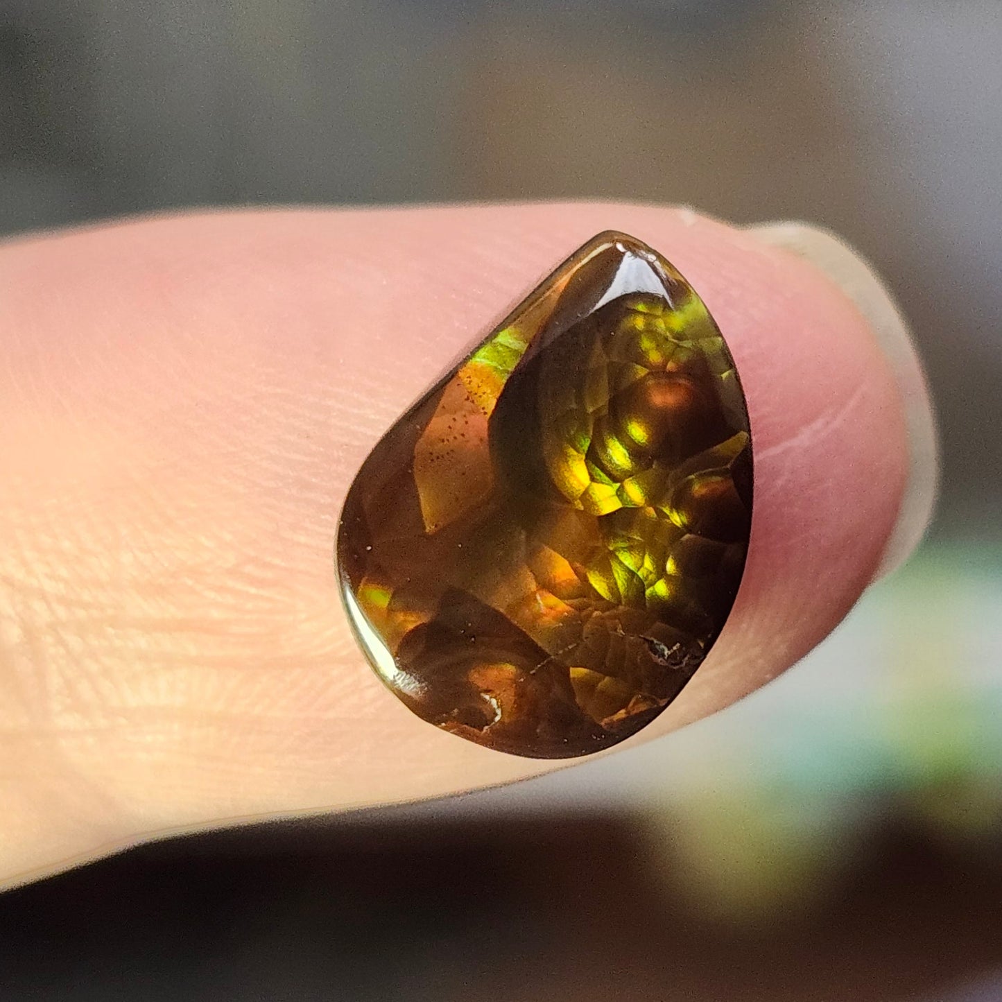 5.14ct Loose Fire Agate | Freeform Pear Cabochon