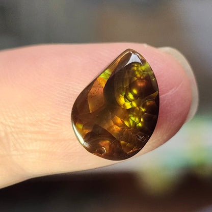 5.14ct Loose Fire Agate | Freeform Pear Cabochon