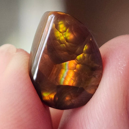 5.14ct Loose Fire Agate | Freeform Pear Cabochon