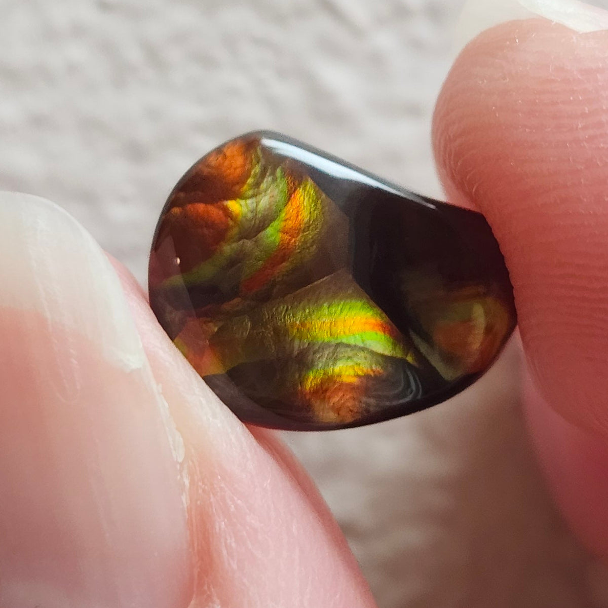 4.84ct Arizona Fire Agate | Freeform Pear Cabochon