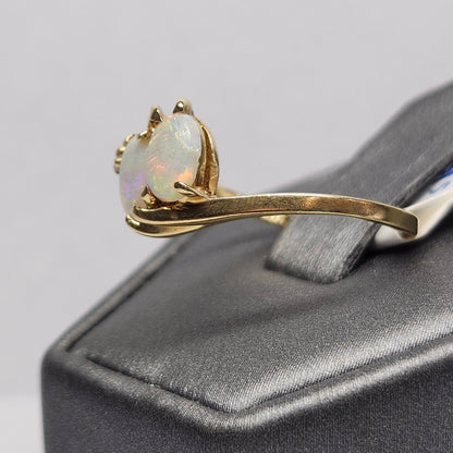 Tasmin | Ladies Australian White Crystal Opal & Diamond Ring | 14kt Yellow Gold
