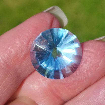 13.75ct Sky Blue Topaz | Custom Fantasy Cut | Round