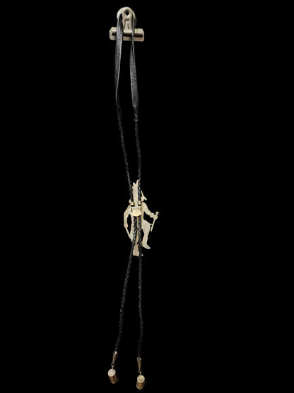 Zuni | Artist Edward Albert Beyuka | Kachina Inlay Bolo Tie | Vintage c.1950's | Sterling Silver