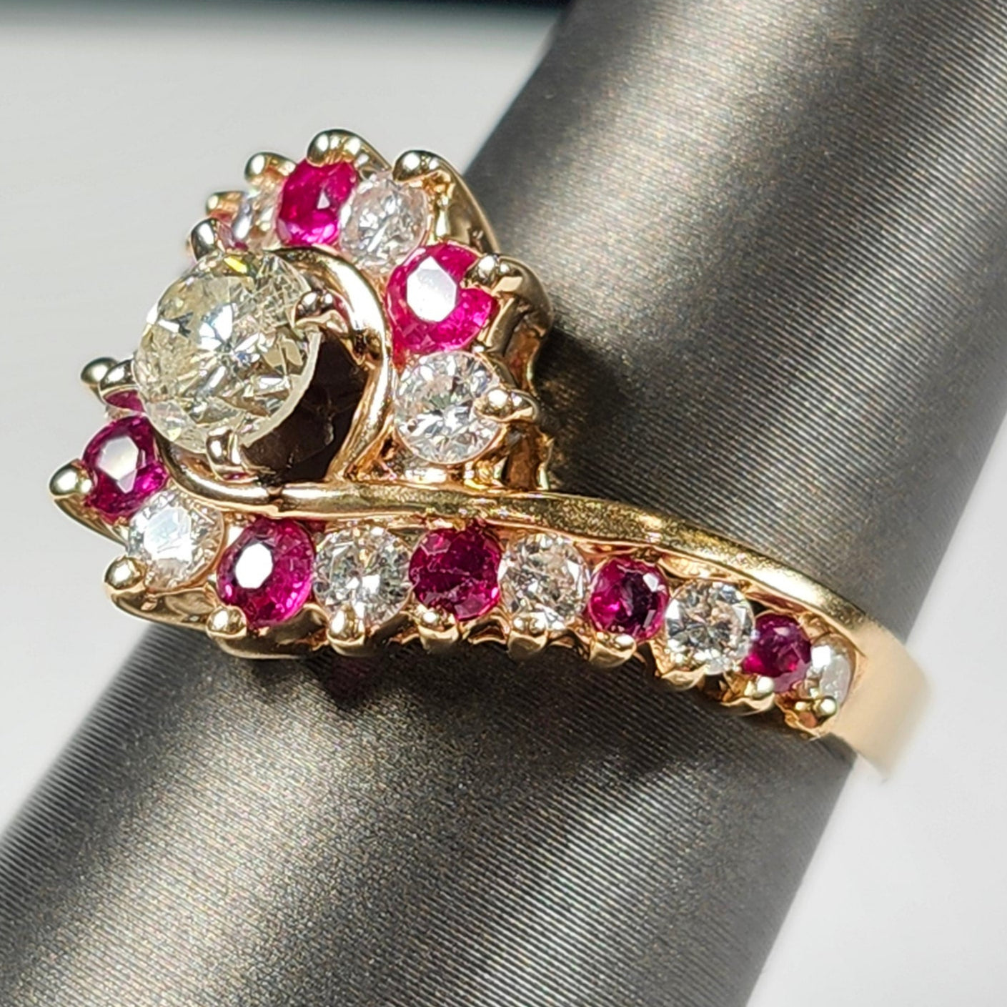 Estate | Burma Ruby and Diamond Engagement Ring | 14kt Yellow Gold