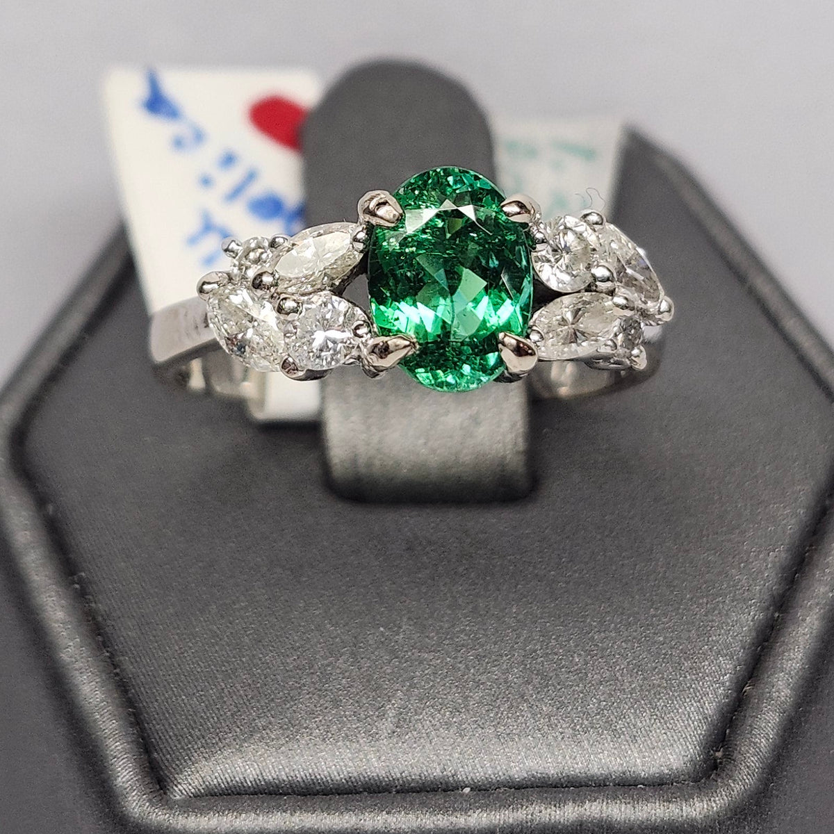 Angelica | 1.29ct Green Paraiba Tourmaline & Diamond Ring | 18kt White Gold