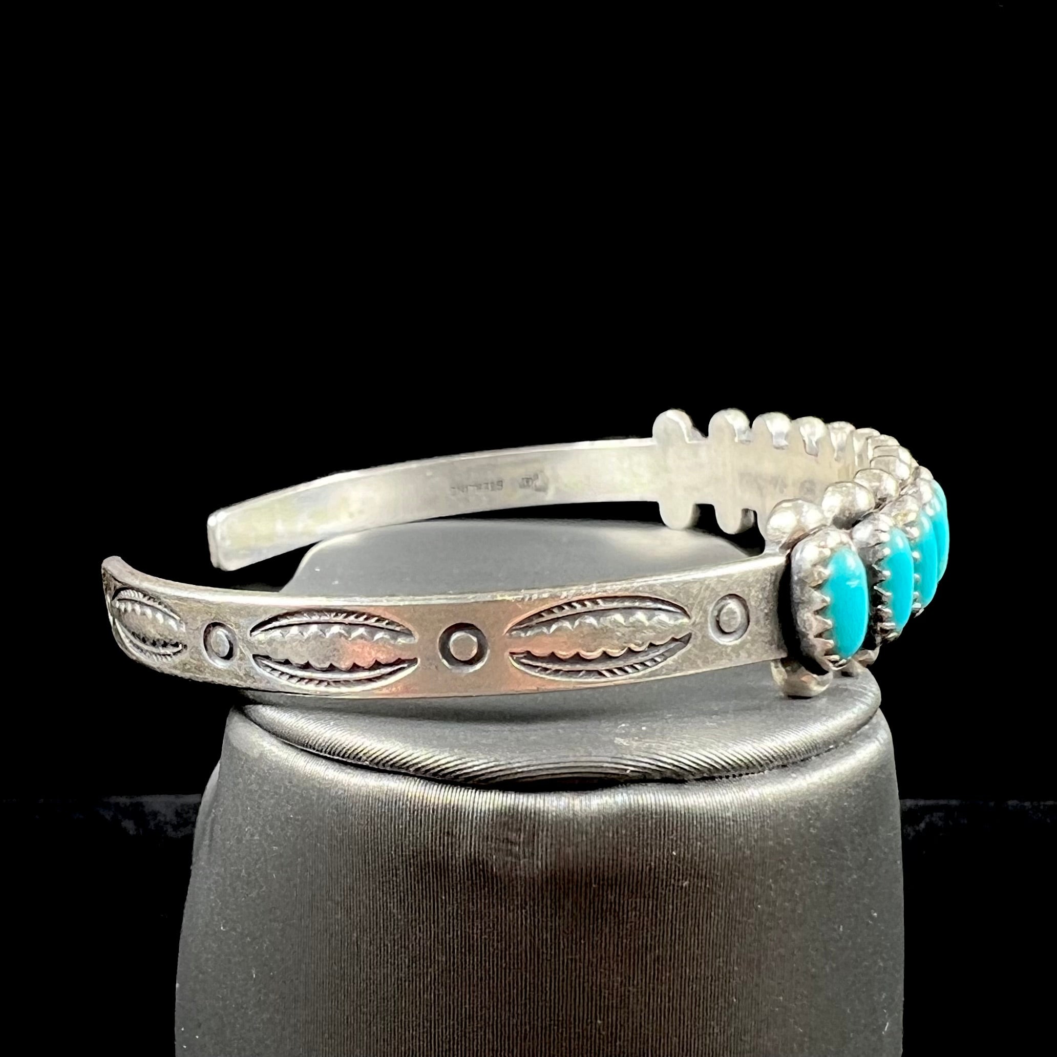 Navajo Old Pawn Sterling Turquoise Bracelet - Garden Party Collection Vintage  Jewelry