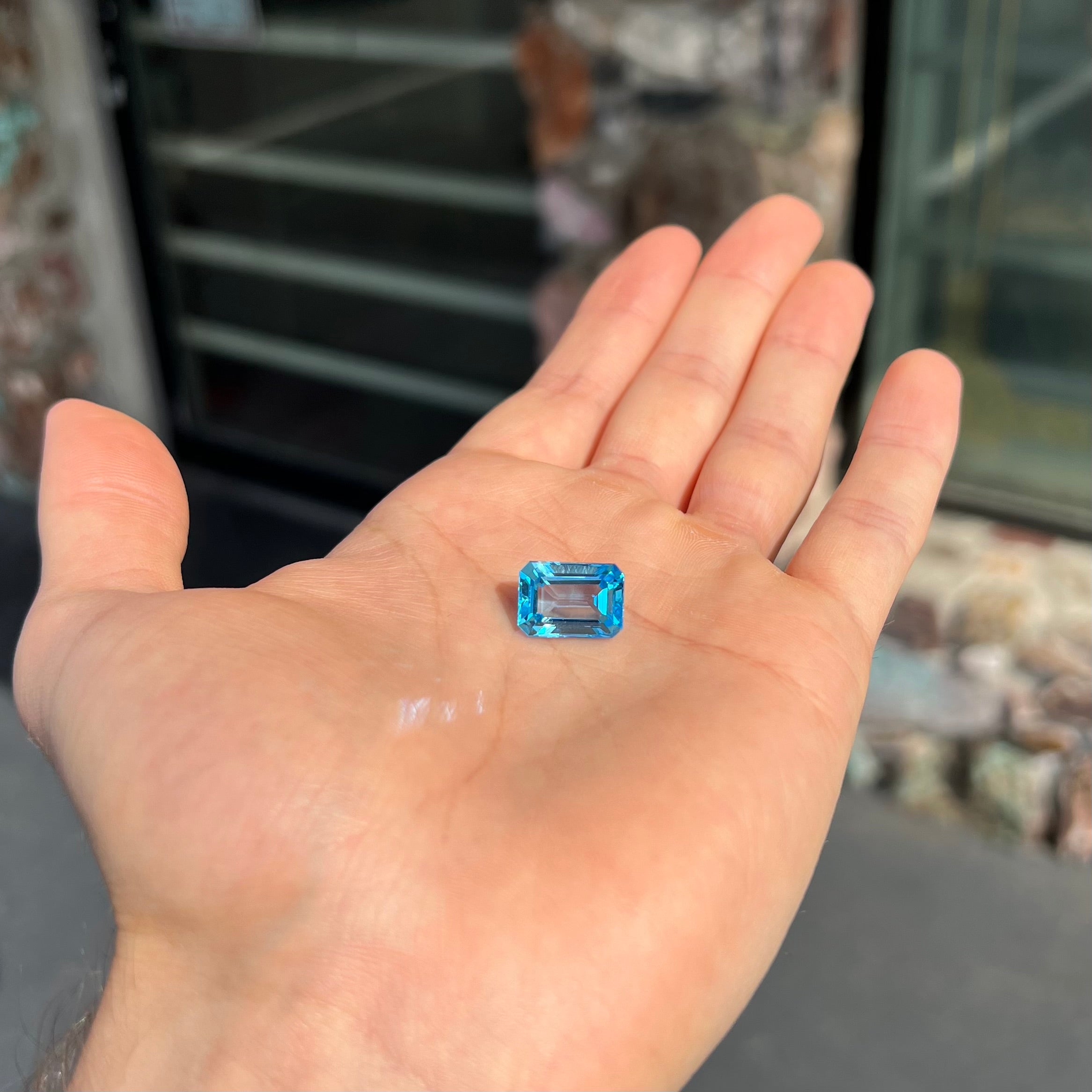 10.14ct Swiss Blue Topaz Gemstone Emerald Cut Burton s Burton s Gems and Opals