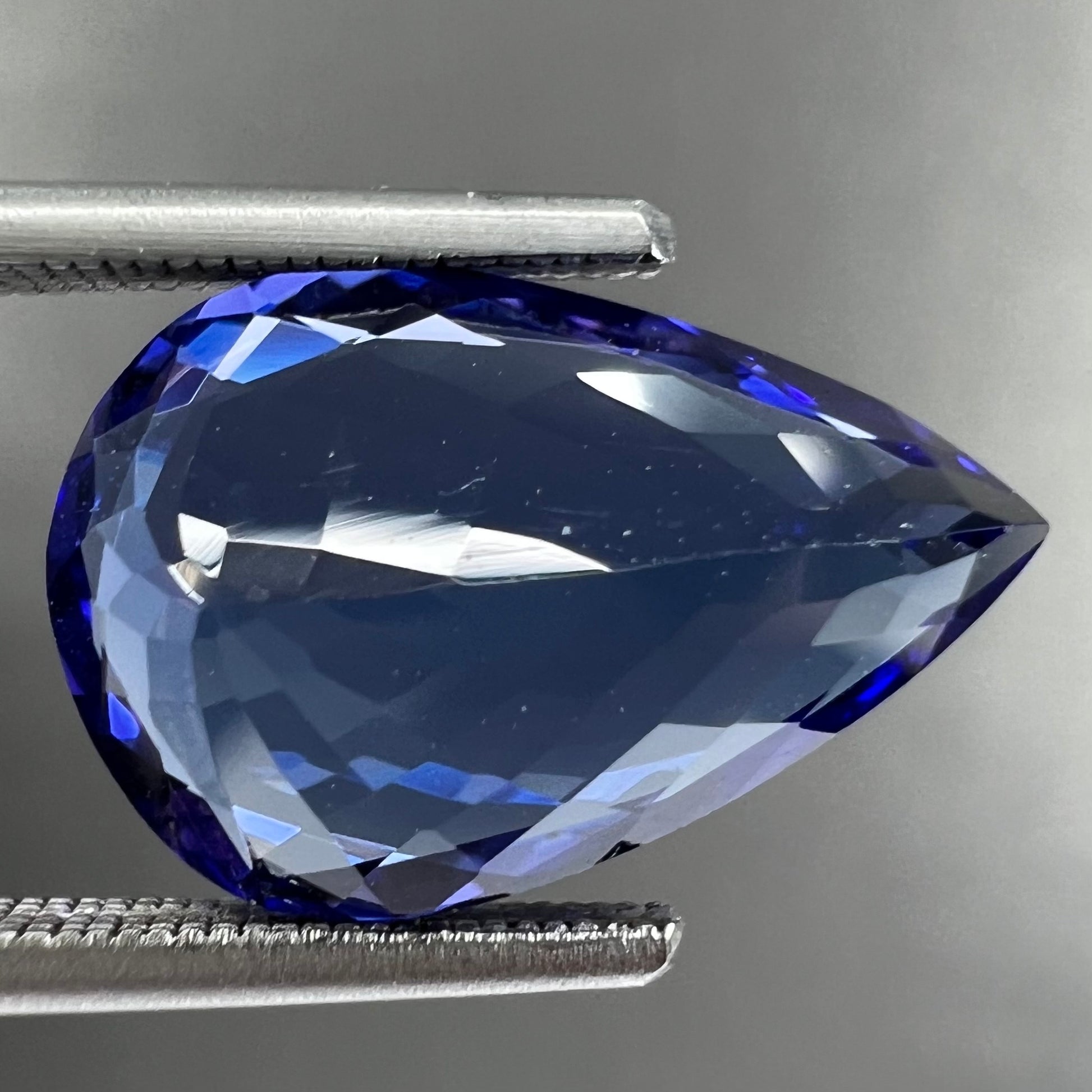 A loose pear shape, AAA+ grade tanzanite stone from Tanzania.