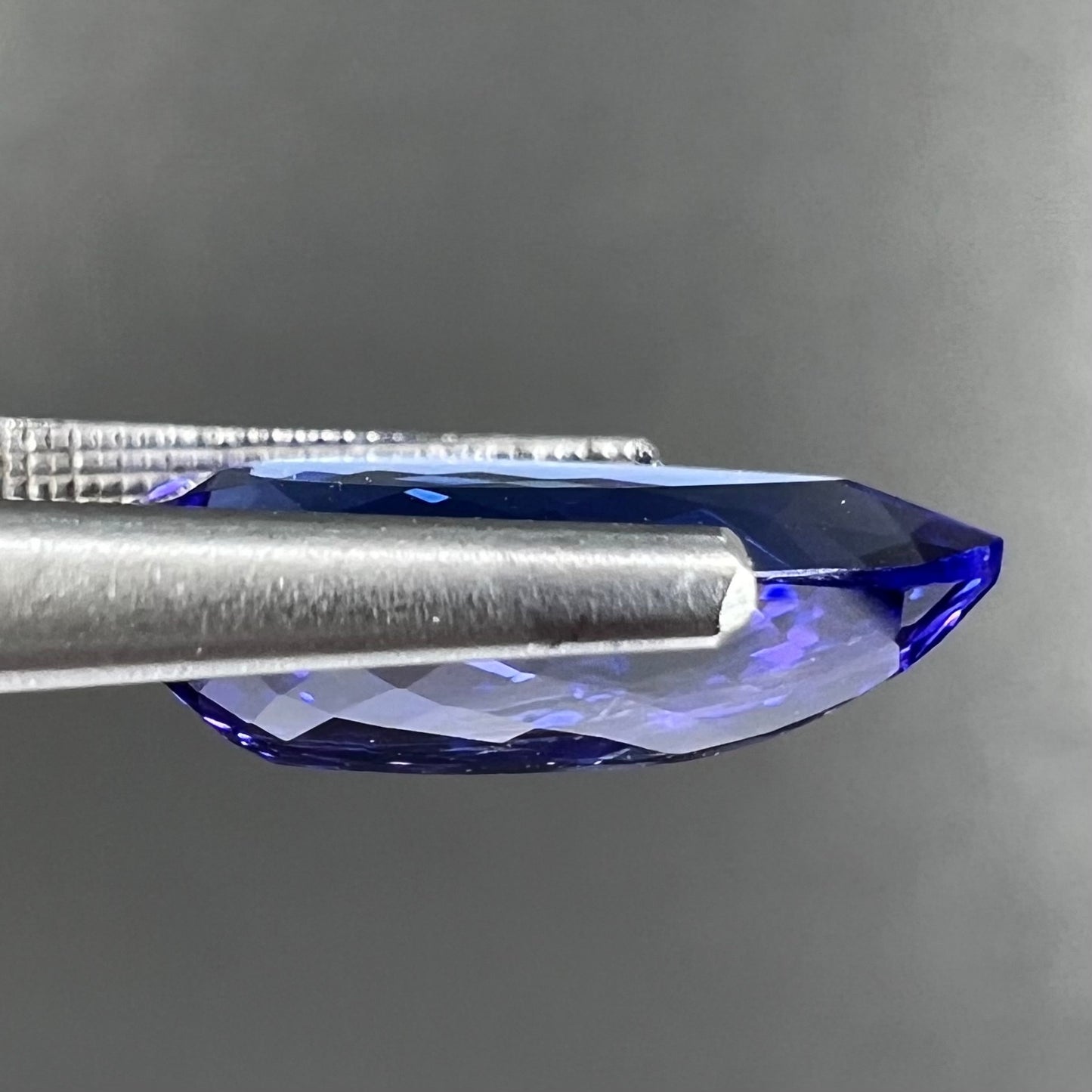 A loose pear shape, AAA+ grade tanzanite stone from Tanzania.