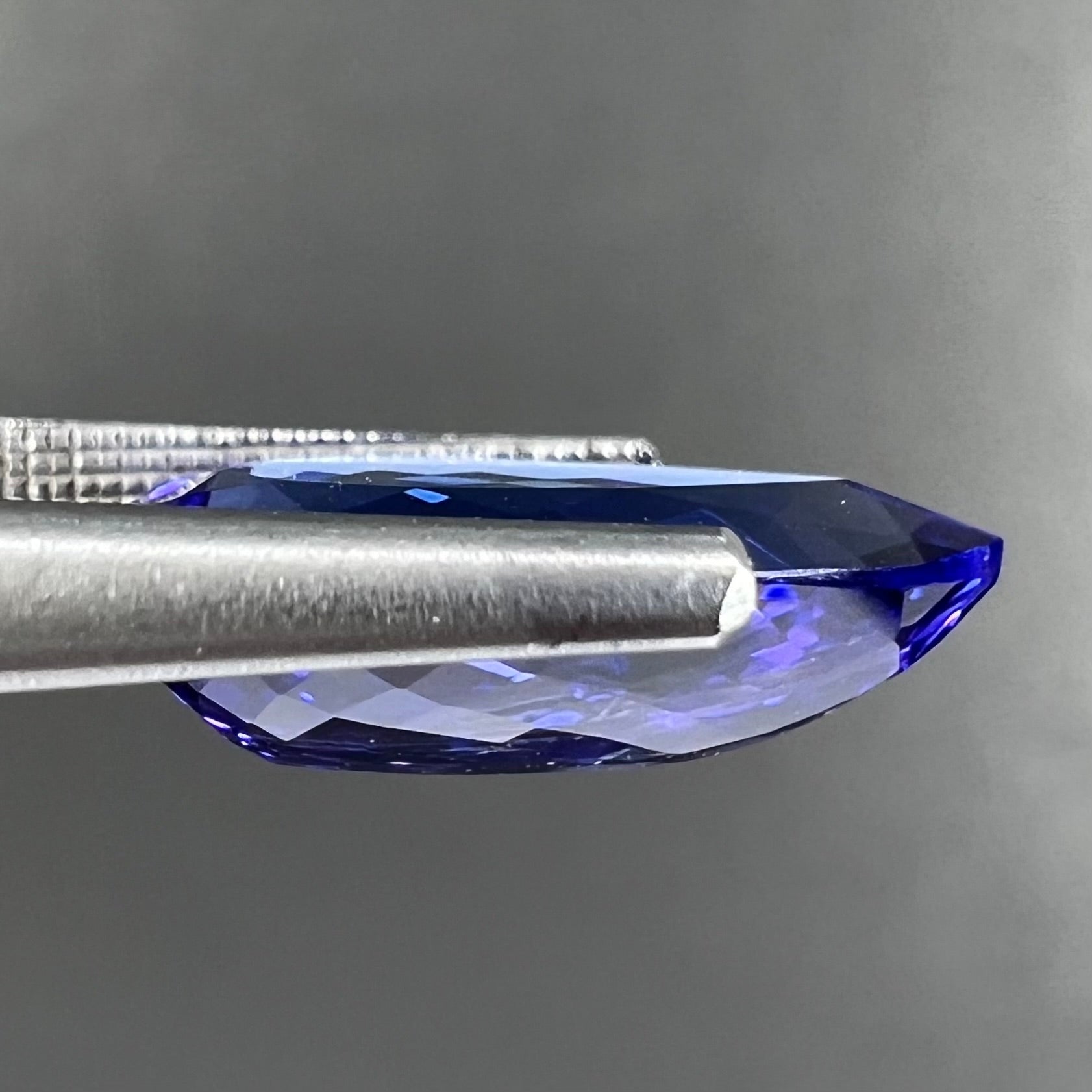 A loose pear shape, AAA+ grade tanzanite stone from Tanzania.