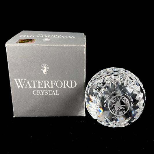 A baseball made from Waterford Crystal commemorating the Boston Red Sox 2004 World Series Championship.
