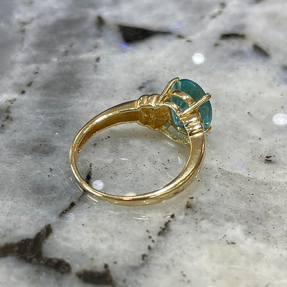 Blue Apatite & Diamond Ring | 14kt