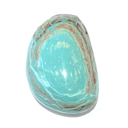 A polished, light blue Eilat Stone from Israel.