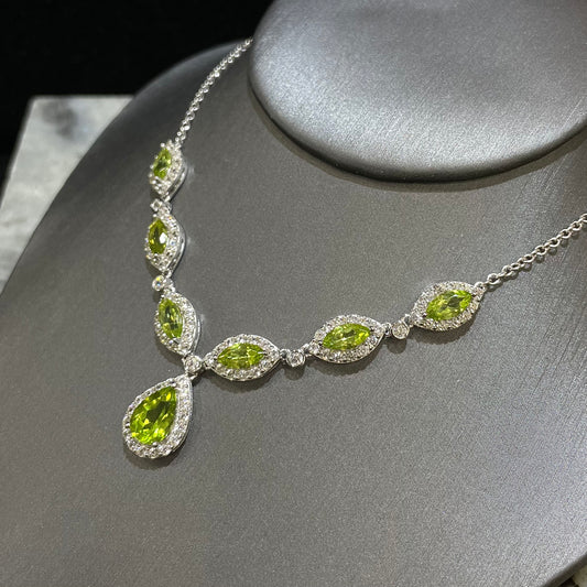 Peridot & CZ Necklace | Sterling Silver