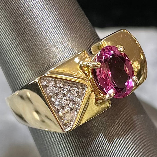 Pink Tourmaline & Diamond Ring | 14kt