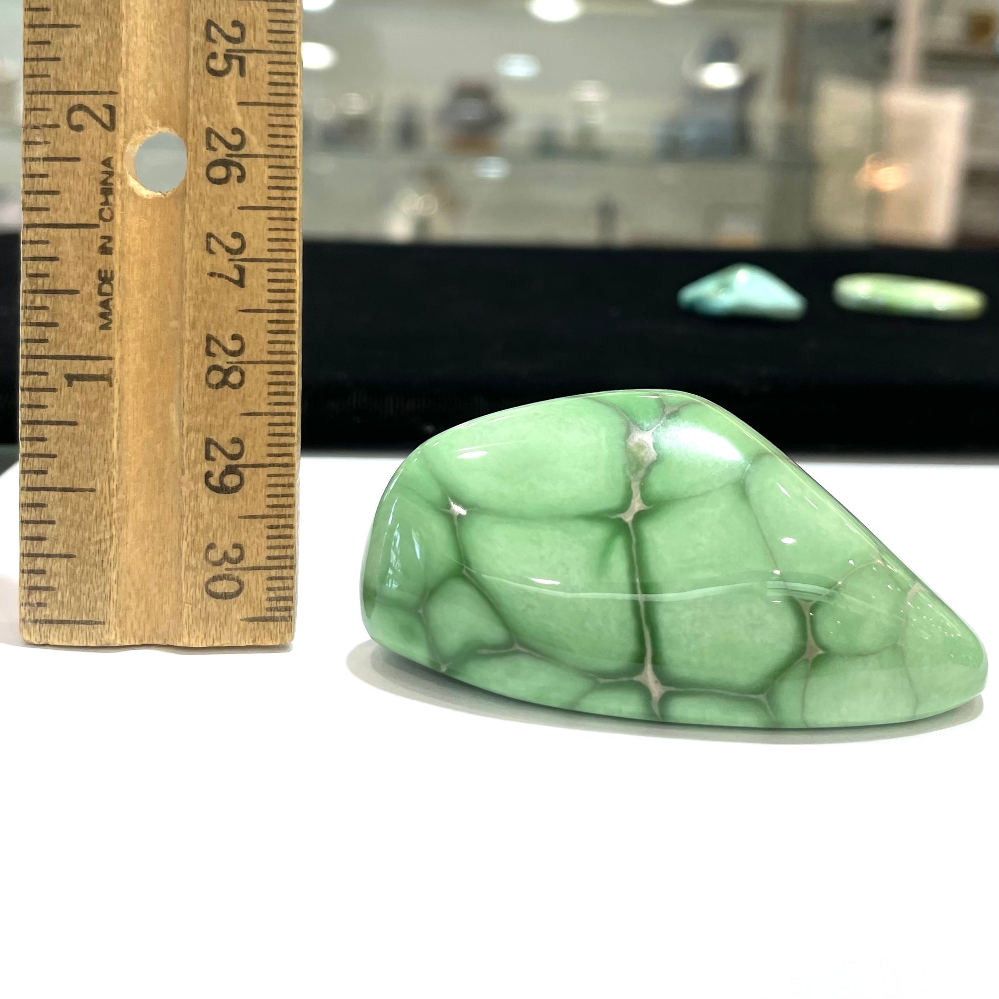 A large, polished variscite stone from Utah.
