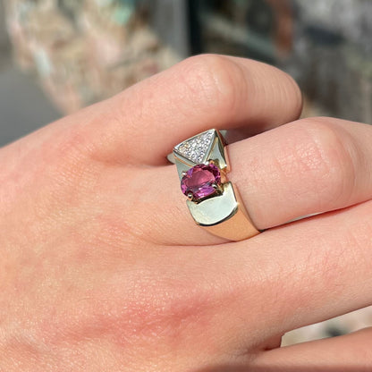 Pink Tourmaline & Diamond Ring | 14kt