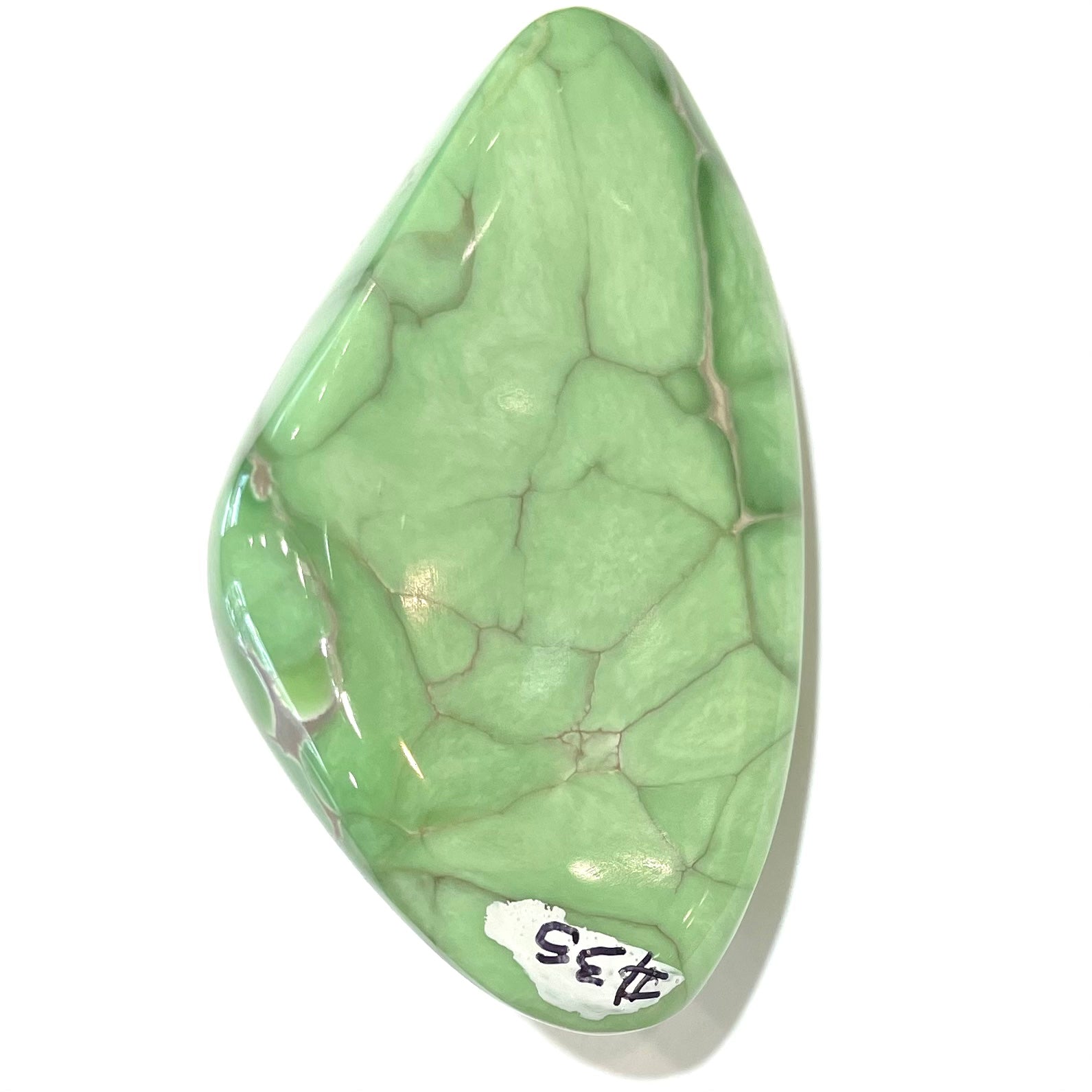 A large, polished variscite stone from Utah.