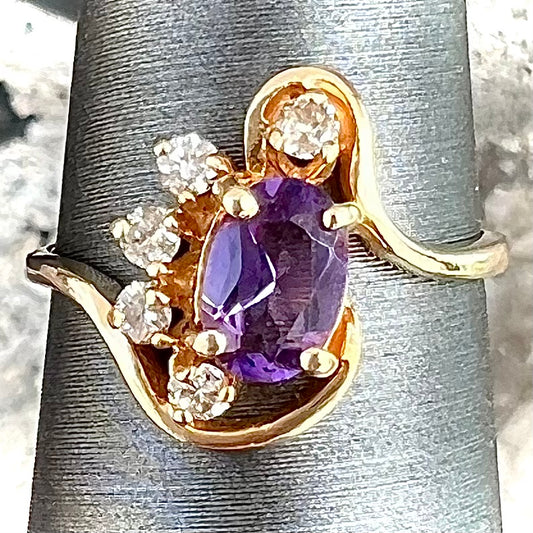 Amethyst & Diamond Child's Ring | 10kt | Estate