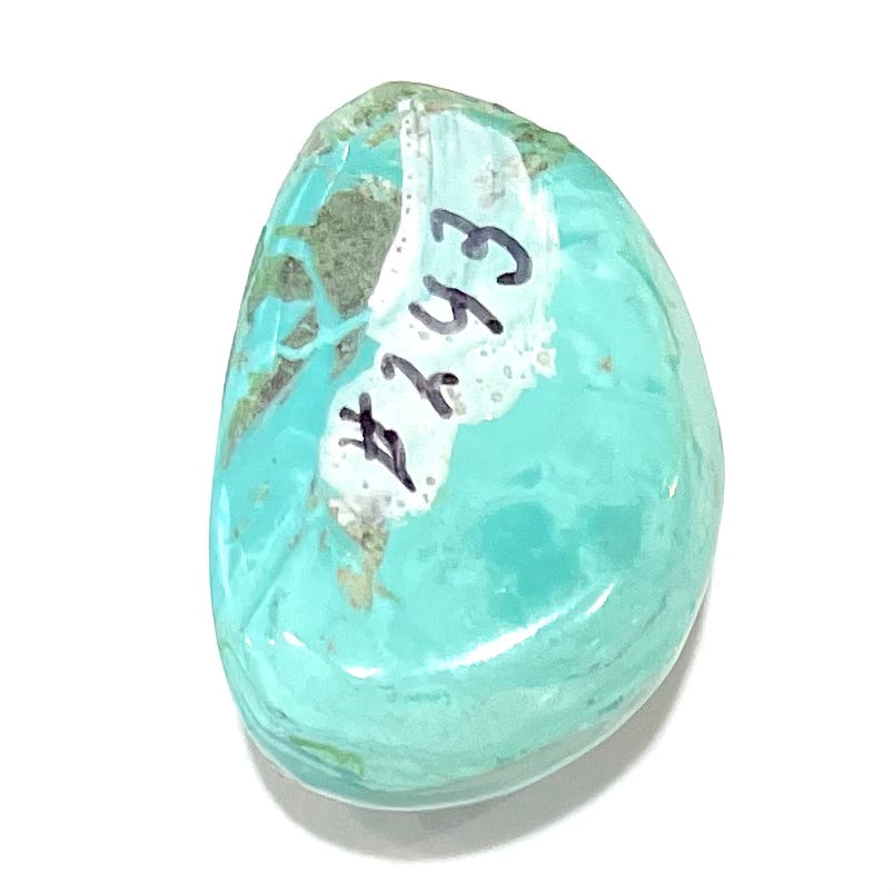 A polished, light blue Eilat Stone from Israel.