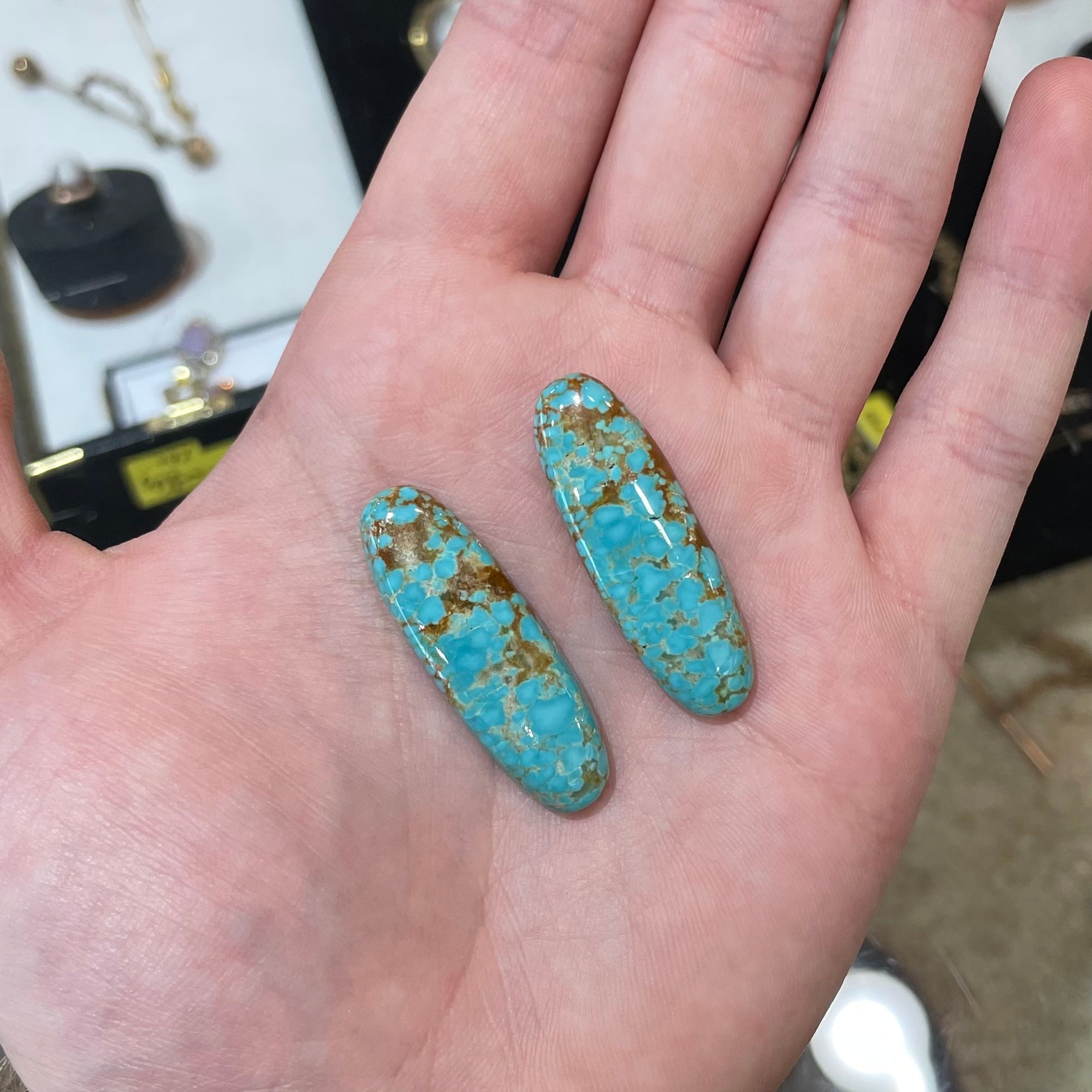Matched Pair of Loose Number 8 Turquoise Stones | Burton's