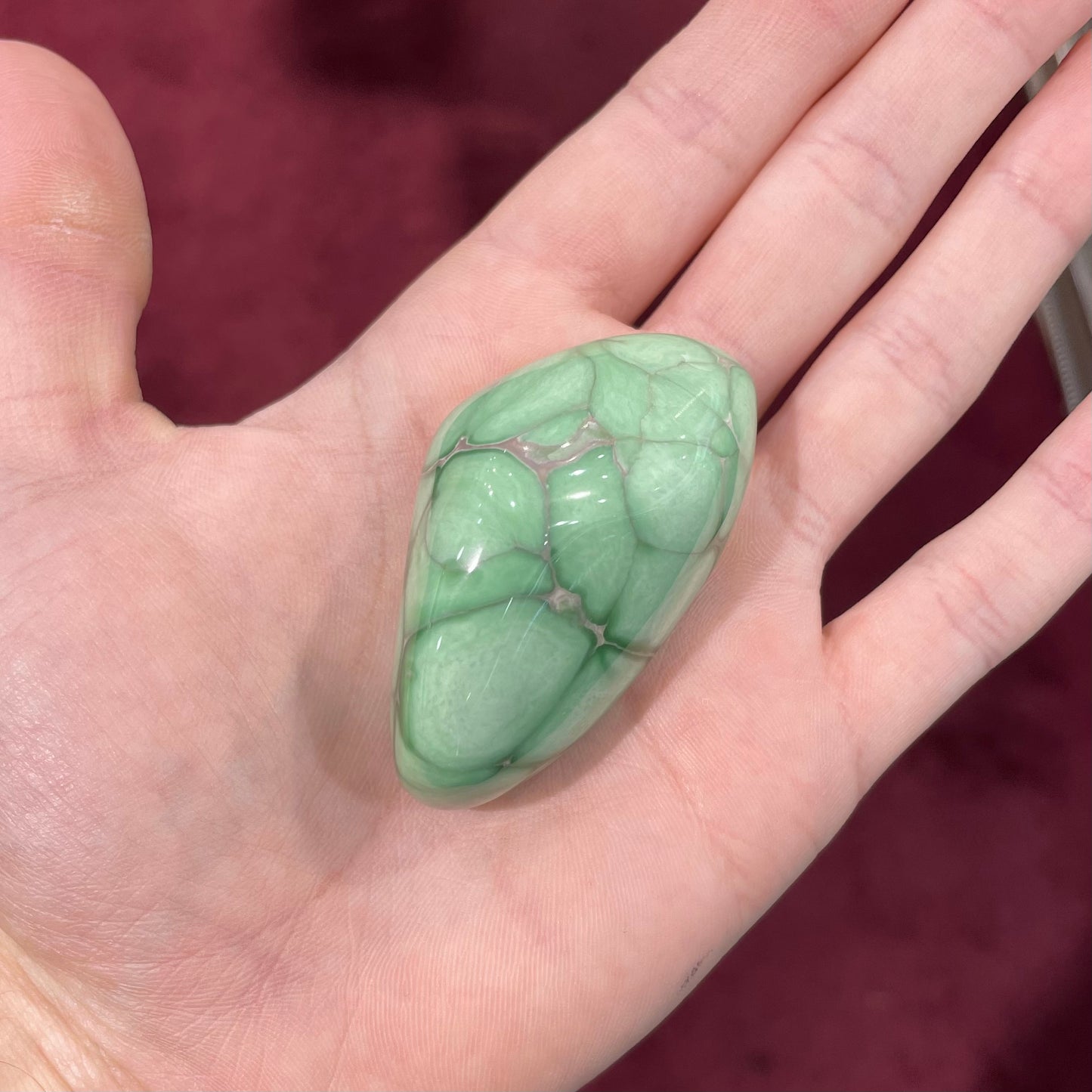 A large, polished variscite stone from Utah.