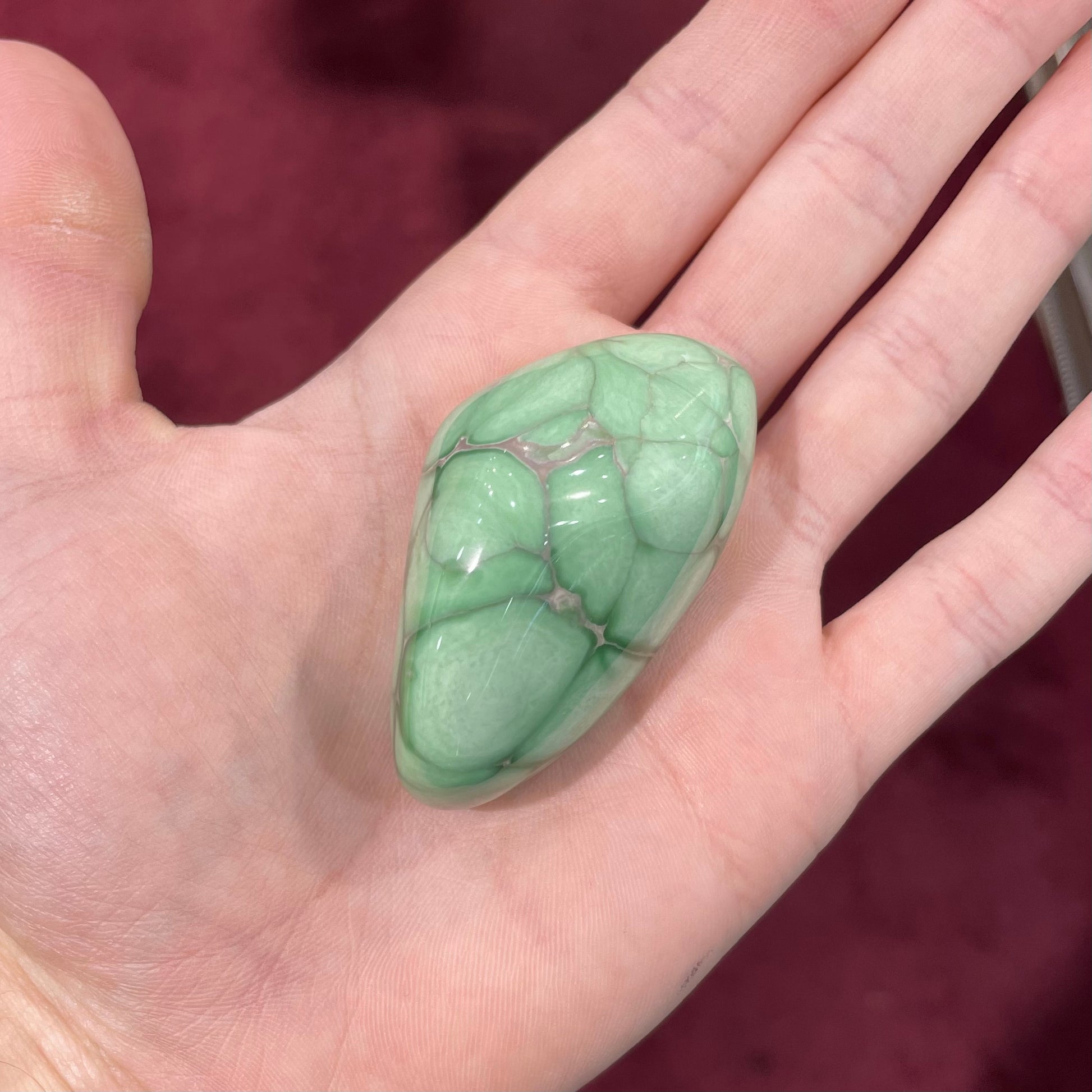A large, polished variscite stone from Utah.