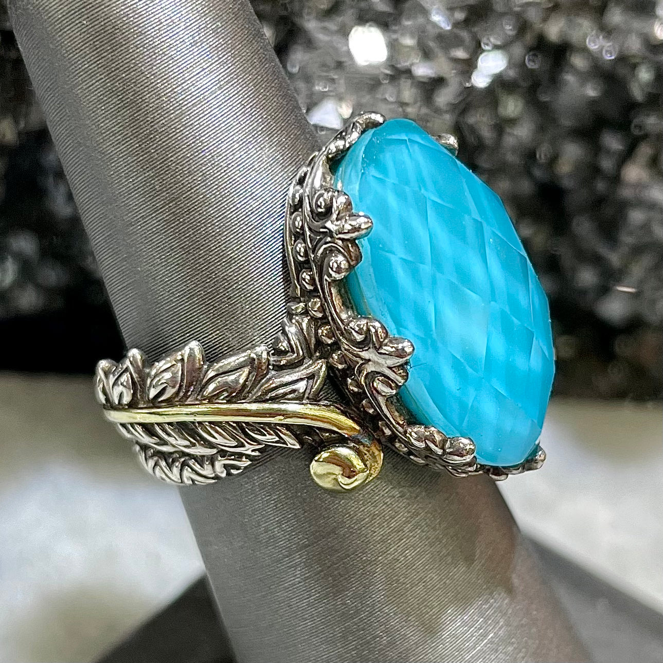 Turquoise Doublet Ring | Sterling Silver & 18kt