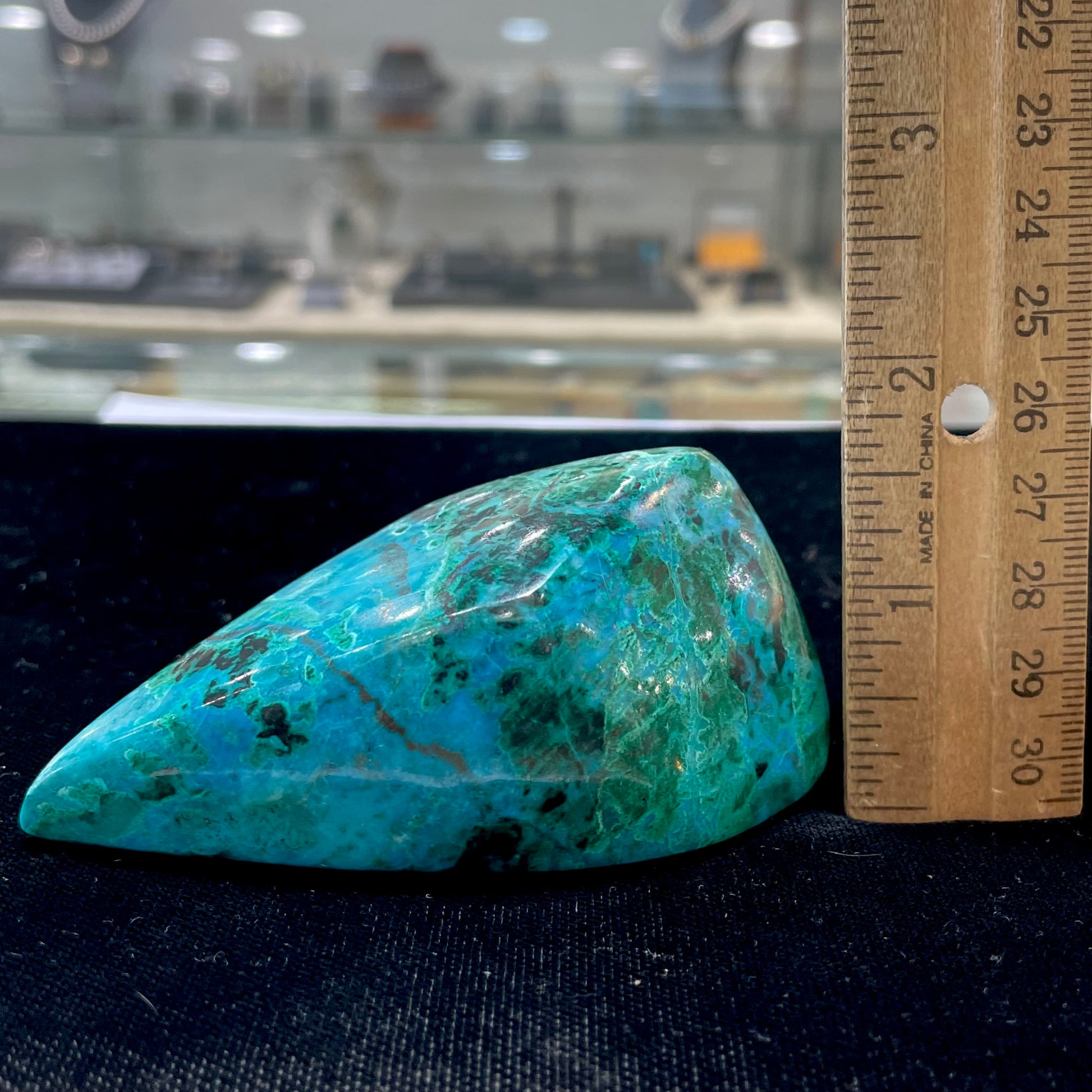 A polished Eilat Stone specimen from King Solomon's Mine, Israel.