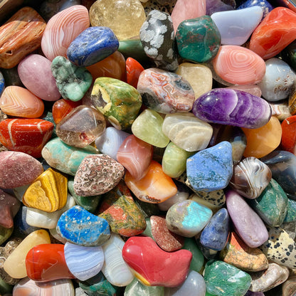 Large natural tumbled stones in a variety of colors.