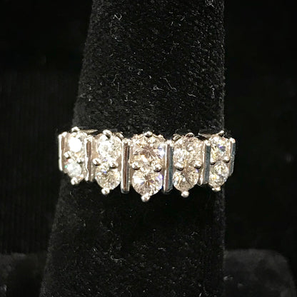 White Cubic Zirconia ring band set in sterling silver.