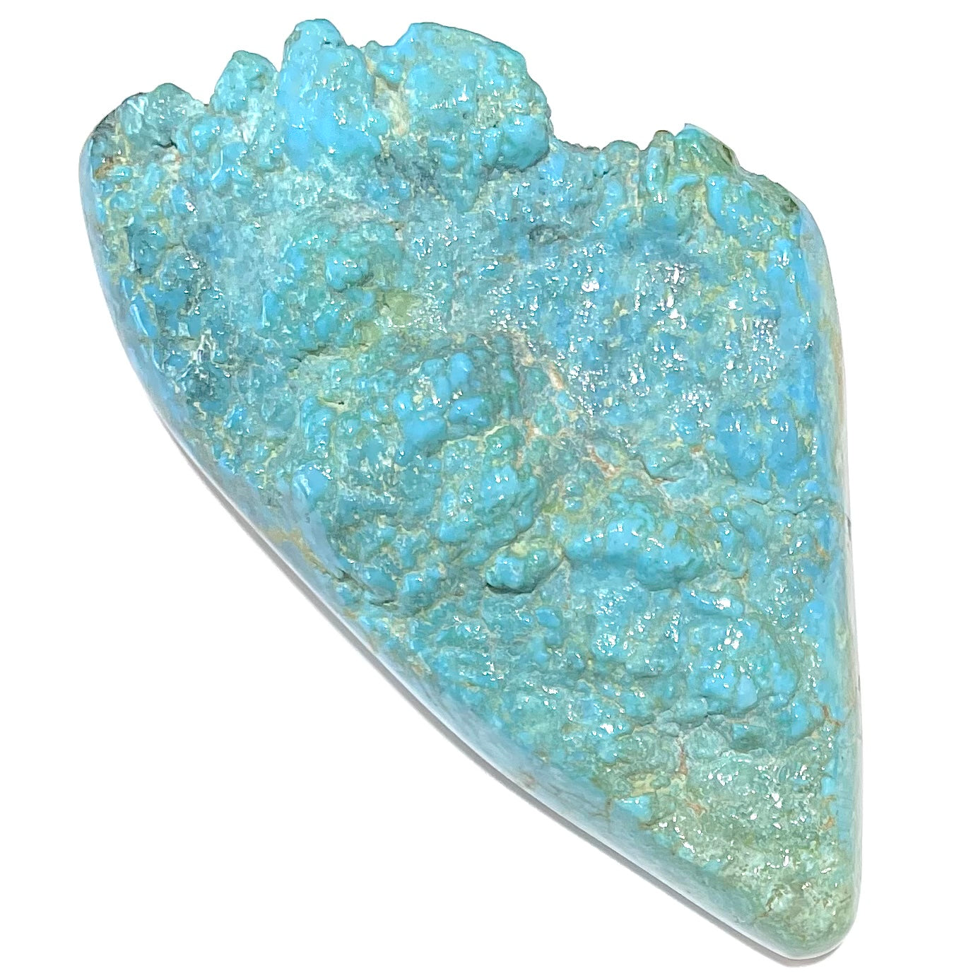 A loose, lightly polished turquoise nugget from Sleeping Beauty Mine, Arizona.