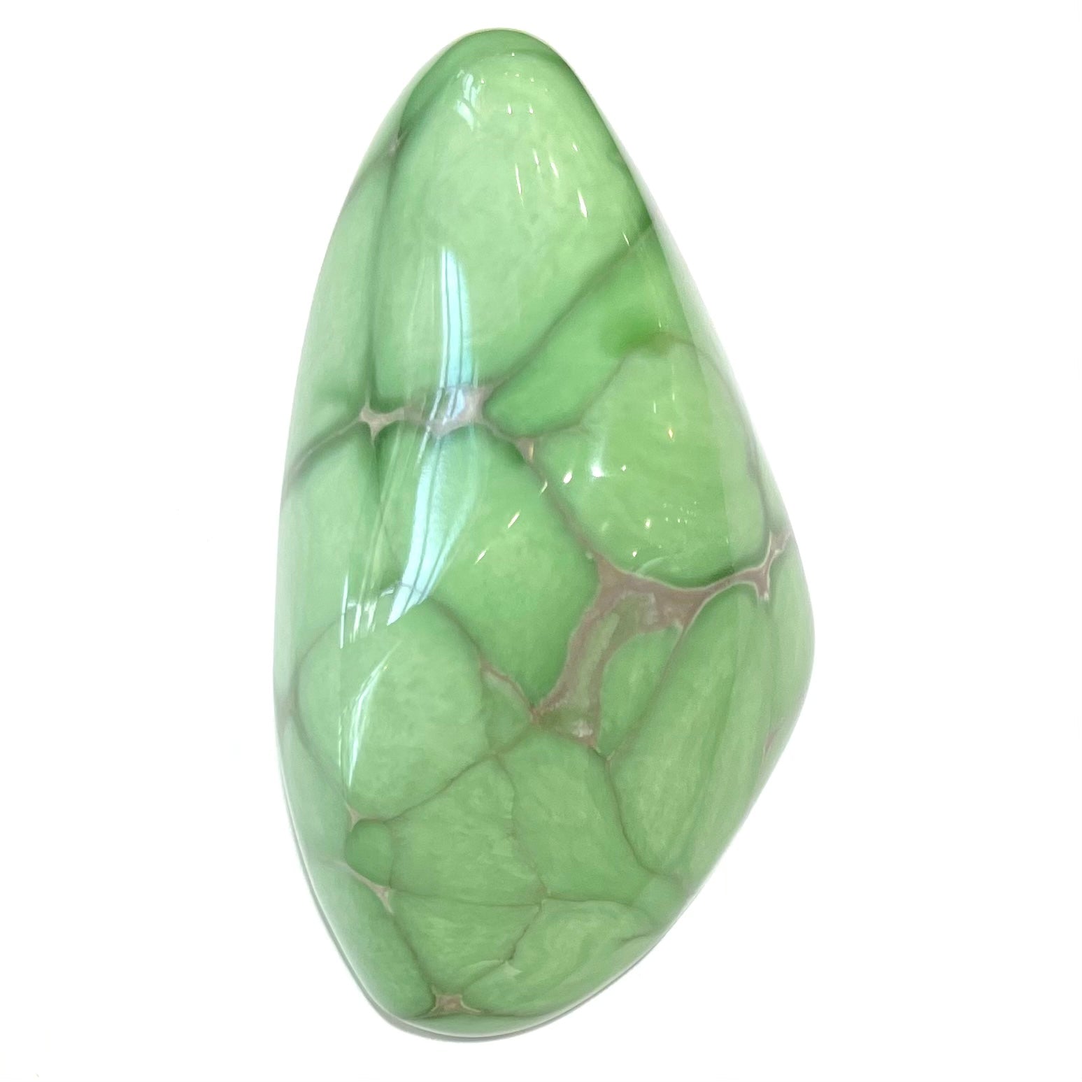 A large, polished variscite stone from Utah.