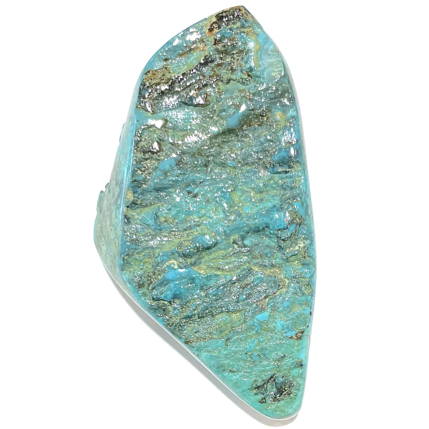 A loose, lightly polished turquoise nugget from Sleeping Beauty Mine, Arizona.