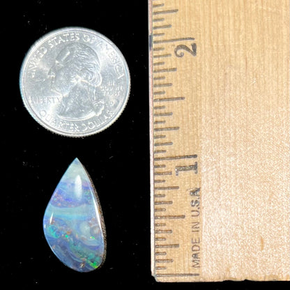 A loose Australian boulder opal stone from Quilpie, Australia.