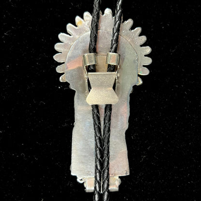 Navajo Sunface Kachina Bolo Tie | Sterling Silver | Vintage c.1960's