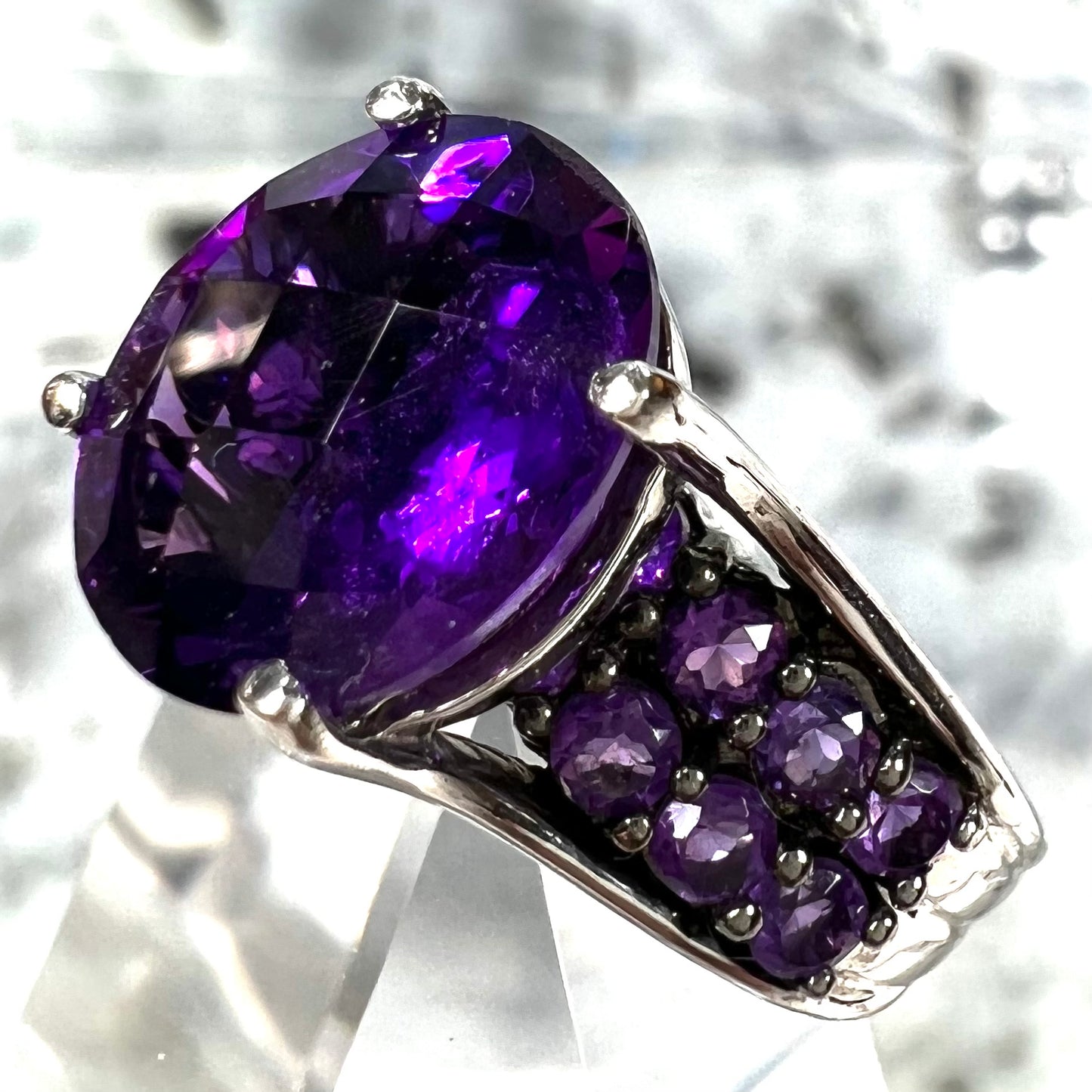 Siberian Amethyst Cathedral Ring | Sterling Silver