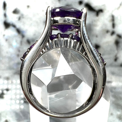 Siberian Amethyst Cathedral Ring | Sterling Silver